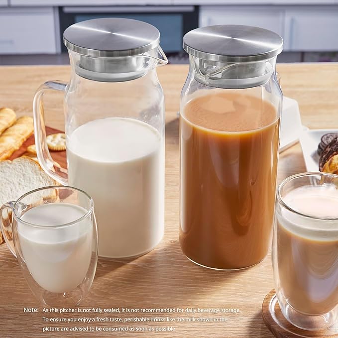 Bivvclaz 2 Pack 2 Liter 68 oz 2.1 Qt Glass Pitcher with Lid and Handle, Water Pitcher for Fridge, Glass Carafe for Hot/Cold Water, Large Iced Tea Pitcher for Coffee, Juice and Homemade Beverage - Image 6
