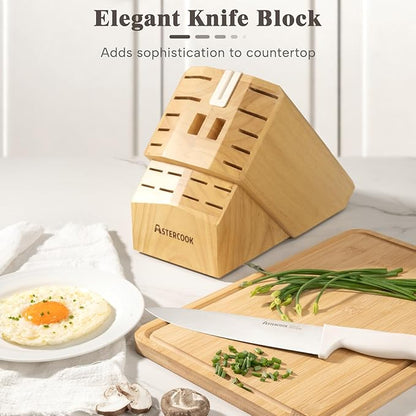 Knife Set, Astercook 22-Piece Kitchen Knife Set with Block & Built-in Sharpener, Ultra-Sharp High Carbon Stainless Steel Knives, Dishwasher Safe, Ergonomic Anti-slip Handle, Mothers Day Gifts