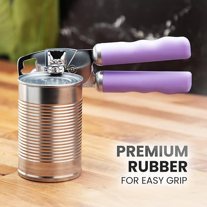 Zulay Kitchen Heavy Duty Stainless Steel Can Opener Manual with Bottle Opener - Rust Proof Manual Can Opener With Turn Knob & Comfy Soft Grip Handles - Lavender - Image 8