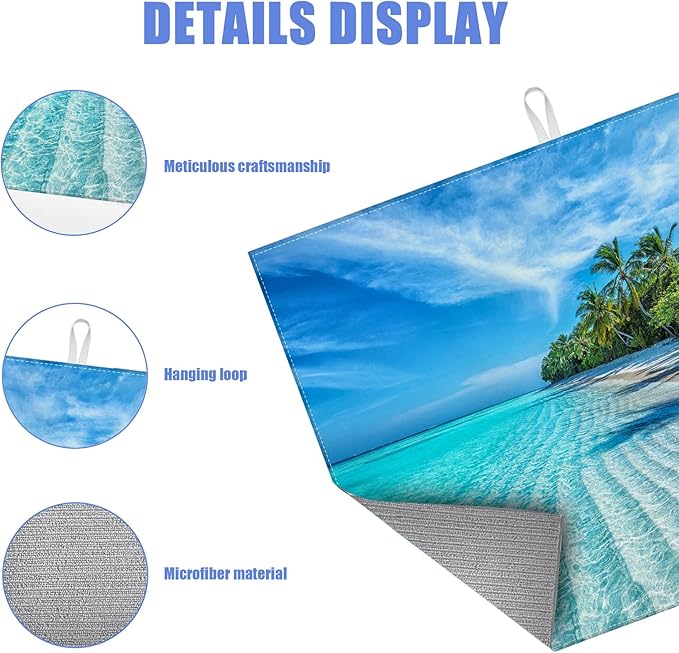 Beach Palm Tree Dish Drying Mat for Kitchen Counter Drying Pad Absorbent Reversible Dish Drainer Rack Mats Draining Pad 18"x24"Inch - Image 3