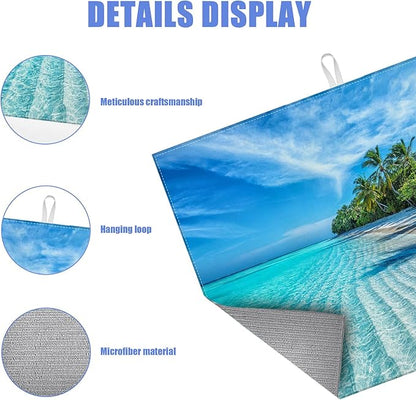 Beach Palm Tree Dish Drying Mat for Kitchen Counter Drying Pad Absorbent Reversible Dish Drainer Rack Mats Draining Pad 18"x24"Inch - Image 3