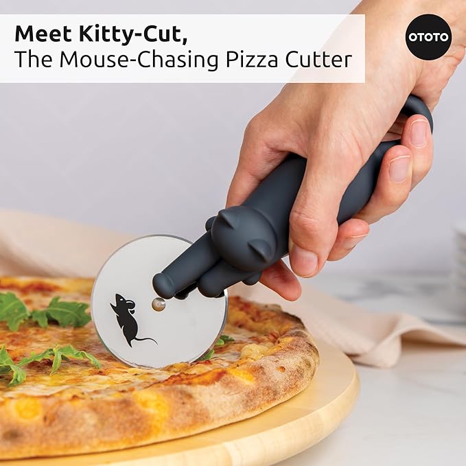 OTOTO Muscateers Bundle of Mary Cat, Katie, Kitty - Jar Scraper Spatula, Soup Ladle, Pizza Cutter - Cute Kitchen Accessories, Spooky Gothic Cat Gifts for Women, Kitchen Gifts, Halloween Gifts - Image 3