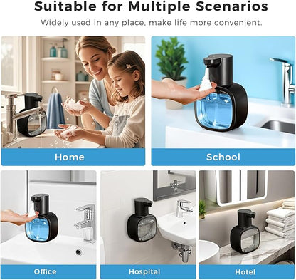 Automatic Foaming Soap Dispenser, 17oz/500ml Touchless Rechargeable with 4-Level Adjustable & IPX5 Waterproof - Level Display for Wall/Tabletop Use in Bathroom, Kitchen, Black - Image 8