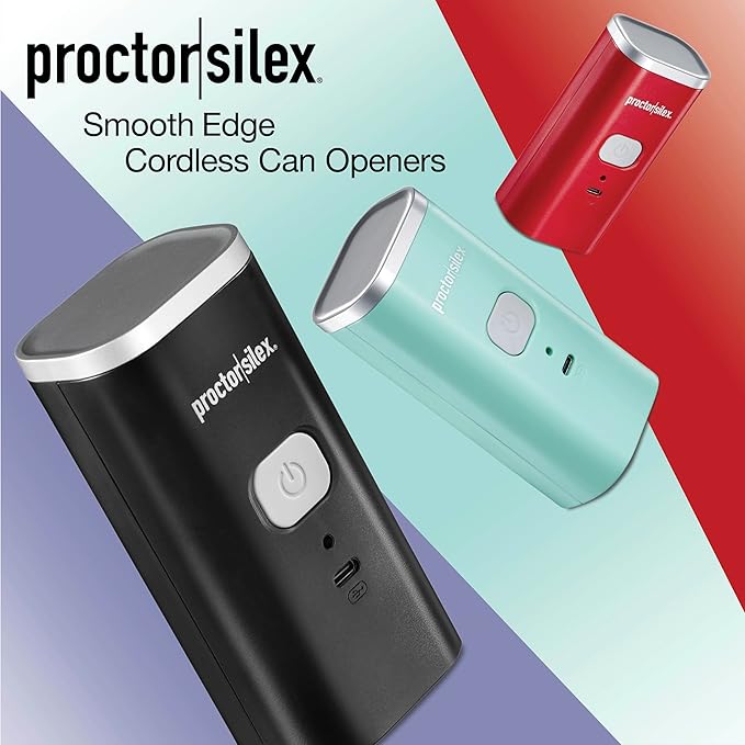 Proctor Silex Automatic Electric Can Opener, Hands Free Cordless Operation & USB Rechargeable, Self-Aligning, Cut Smooth Touch Lid Edges, Compact and Easy to Store, Mint - Image 7