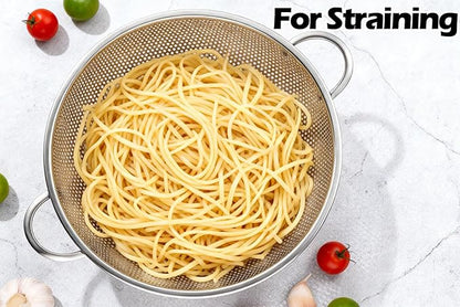 Leonyo Stainless Steel Colander for Kitchen, Micro-Perforated Metal Strainer with Handles for Draining Pasta, Strainers and Colanders Set of 3(1-3-5Quart) for Rinsing, Steaming, Dishwasher Safe - Image 8
