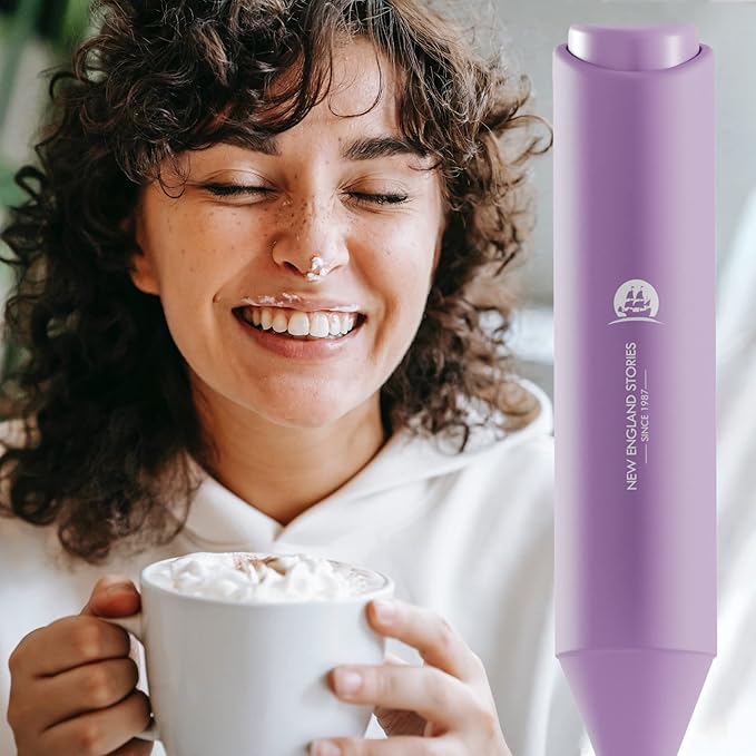 Powerful Milk Frother Handheld Foam Maker, Mini Whisk Drink Mixer for Coffee, Cappuccino, Latte, Matcha, Hot Chocolate, No Stand, Light Purple - Image 6