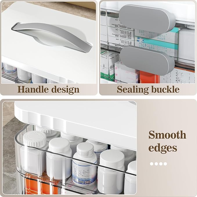 ARSTPEOE 4-Tier Medicine Organizer - Portable Medicine Cabinet with Plastic Handle, Multipurpose Medical Box, Empty First Aid Kit for Home - Image 6