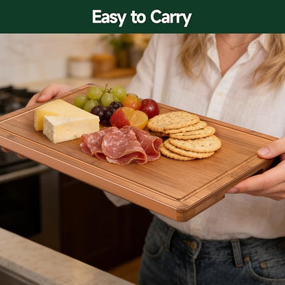3-Piece Set Bamboo Cutting Board for Kitchen - Crack-Resistant Wood Chopping Boards with Deep Juice Grooves, Pre-Oiled Butcher Block for Meat, Vegetables & Cheese, Carbonized - Image 5
