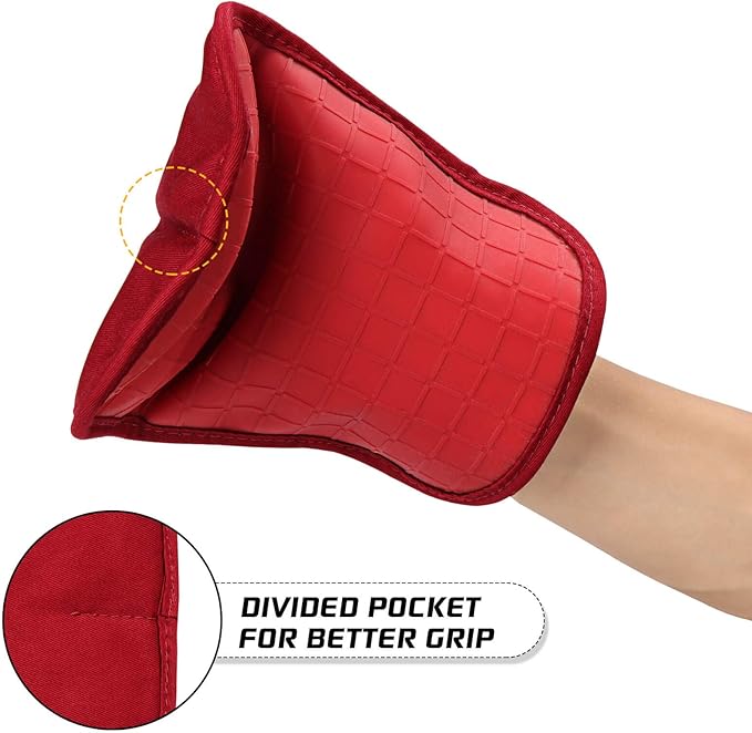 HOMWE Silicone Oven Mitts and Pot Holders for Kitchen & Baking - Set of 4 Heat-Resistant, Heavy-Duty Cooking Mittens w/Non-Slip, Textured Grip - Image 2