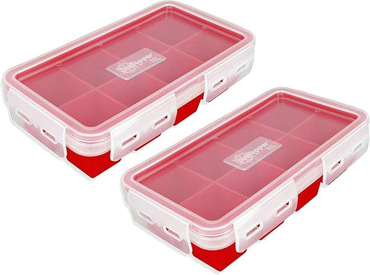 IceTopper XL Ice Cube Tray with Attached Lids - Easy Release Ice Cube Molds, 8 Large Cubes per Tray, Stackable, Microwave & Dishwasher Safe, 100% Food Grade Silicone, BPA Free & Recyclable (2 Pack)