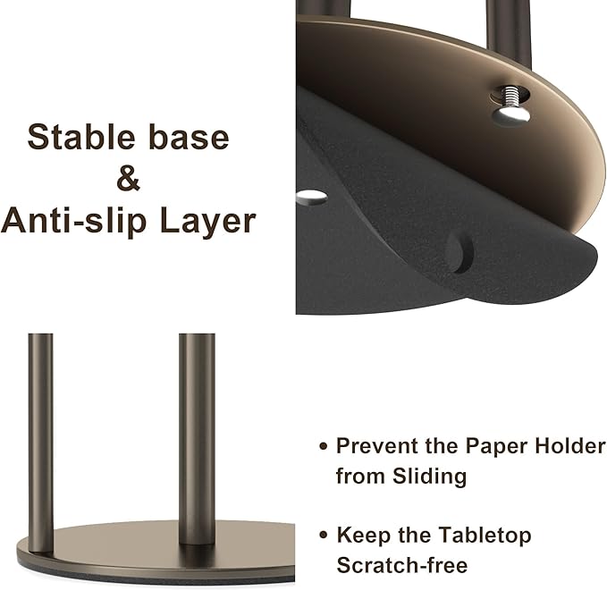 Bronze Kitchen Paper Holder, Oil Rubbed Bronze Paper Towel Holder, Kitchen Roll Organizer, Countertop Roll Dispenser with Weighted Base - Image 4