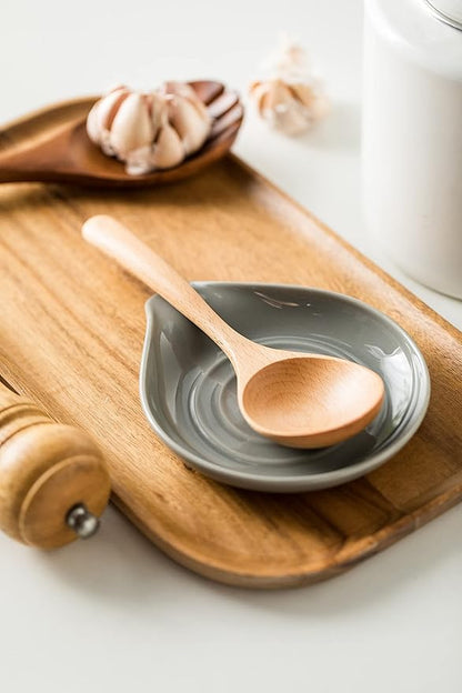LAUCHUH Spoon Rest, 5 inch Spoon Holder for Stove Top Heat-Resistant Large Ceramic Spoon Rest for Kitchen Counter, Ladles, Tongs, Farmhouse Kitchen Decor for Mother's Day, Set of 2, Grey