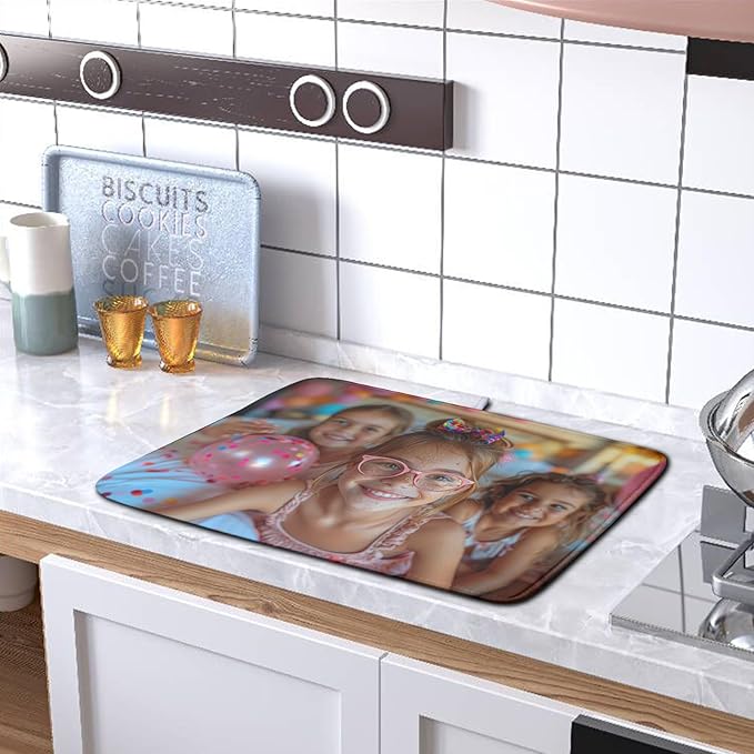 Customized Personalized Image Dish Drying Mat for Dishes 18x24 inch,Custom Any Photo or Text Drying Mat Large Microfiber Dish Drainer Mat Super Absorbent Dish Rack Pad for Coffee Bar Sinks - Image 5