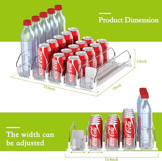 Drink Organizer for Fridge,Self Pushing Fridge Drink Organizer,Automatic Drink Dispenser for Fridge-Holds up to 25 Cans - Image 4