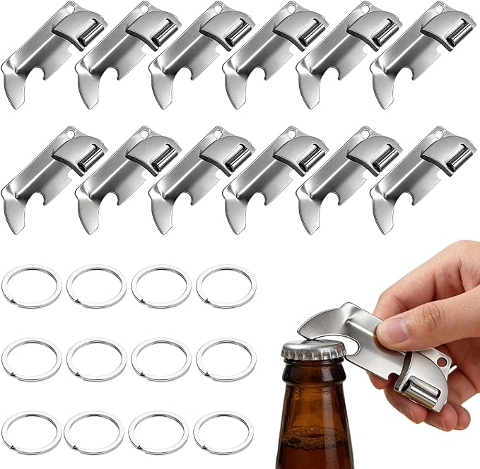 12 Pcs Military Can Opener,P38 Can Opener Military,Stainless Steel P38 Can Opener With Key Ring,For Kitchen, Travel, Camping, And Outdoor Survival.