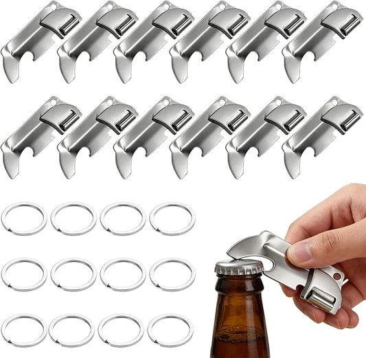 12 Pcs Military Can Opener,P38 Can Opener Military,Stainless Steel P38 Can Opener With Key Ring,For Kitchen, Travel, Camping, And Outdoor Survival.