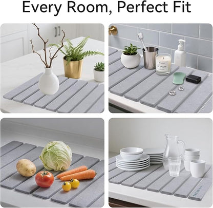 Stone Drying Mat for Kitchen Counter, 24"(L)×16"(W), Drying Matt Kitchen Counter, Quick Dry Stone Dishes Mats, Foldable Diatomaceous Earth Mat (Dove Gray) - Image 4