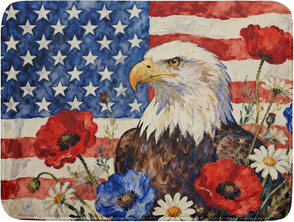 4th of July American Flag Eagle Dish Drying Mat for Kitchen Counter 18x24 Patriotic Floral Memorial Day Absorbent Reversible Microfiber Drying Mats Kitchen Countertop Protector Dishes Drainer Pad by Aytipun