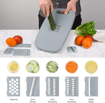 Gintan Camping Cutting Board, 9-in-1 Collapsible Chopping Board with Colander, Kitchen Vegetable Washing Basket for Camping, Camping Gifts Camping Accessories for RV Campers (Gray)