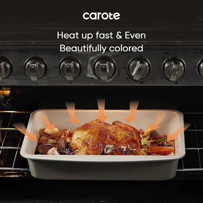 CAROTE 7-Piece Nonstick Stackable Baking Pans Set - Bakeware Sets Including Cookie Sheets for Baking, Muffin Pan, Bread Pan, Cake pan, Loaf Pan, Roasting Pan, Gray & Khaki - Image 4