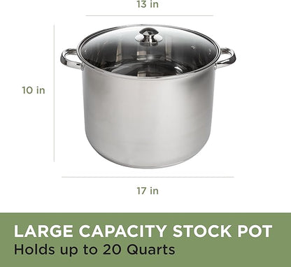 Ecolution Stainless Steel Stock Pot, Encapsulated Induction Ready Cooking Pot with Glass Lid, Oven Safe, Dishwasher Safe Soup Pot, 20-Quart - Image 4