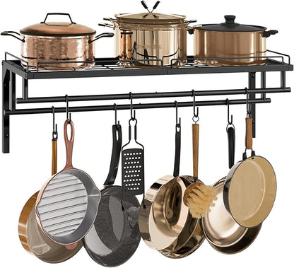 CHOEZON Hanging Pot Rack, Wall-Mounted Pot Rack, Kitchen Cookware Organizer, Metal Pot and pan Organizer Holder, for Cookware, Utensils Organization, Black TPR38BB - Image 8