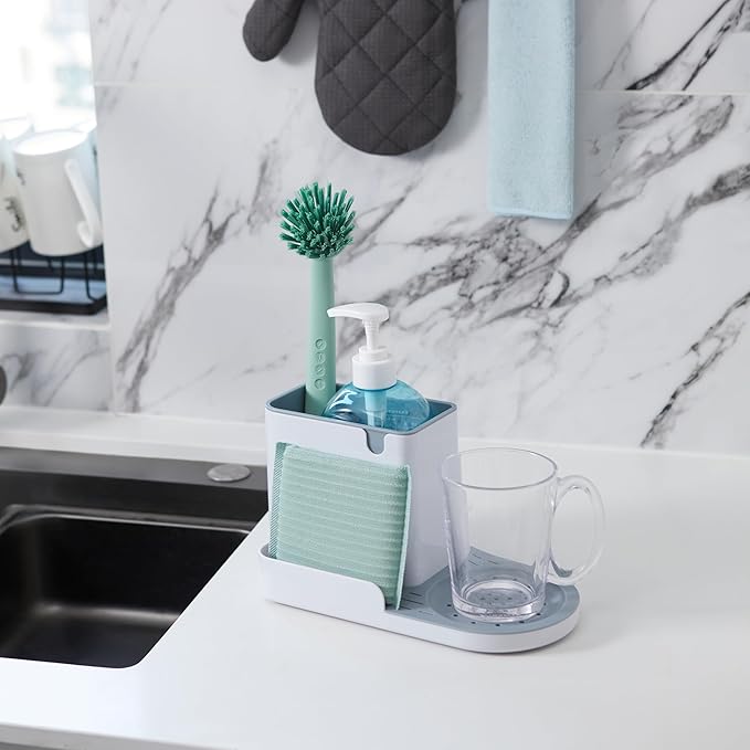 Amazon Basics Kitchen Sink Caddy Organizer for Sponge and Brush Storage, Large, White - Image 7