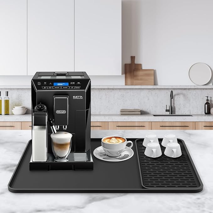 Silicone Coffee Mat, 24''x16'' Bar Mat with Detachable Dish Drying Mat - Fits Under Coffee Maker & Dish Rack - Image 2