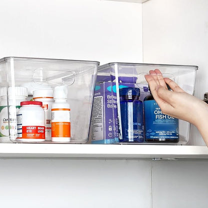 Vtopmart 12 Pack Clear Stackable Storage Bins with Lids, Large Plastic Containers with Handle for Pantry Organizer and Storage,Perfect for Bathroom,Cabinet,Kitchen,Fridge,Closet Organization - Image 5