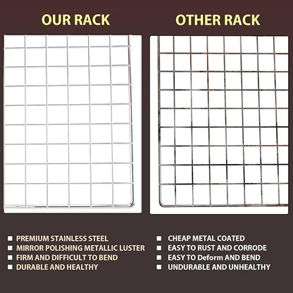 Cooling Rack for Baking, 16x10 Inches Baking Rack, Thick Wire Cookie Rack for Cooking, Roasting, Grilling, Drying, Oven Safe, Fits Half Sheet Pan - Image 4