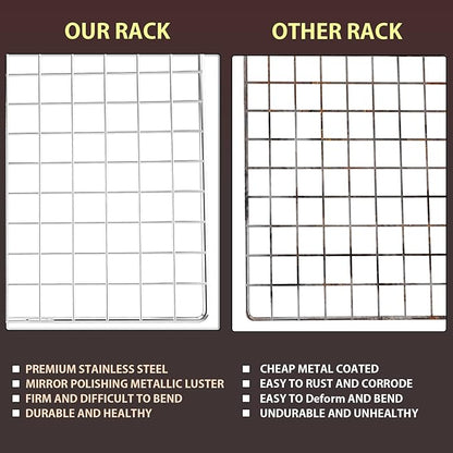 Cooling Rack for Baking 2-Pack, 16x10 Inches Baking Rack, Thick Wire Cookie Rack for Cooking, Roasting, Grilling, Drying, Oven Safe, Fits Half Sheet Pan, Silver - Image 4