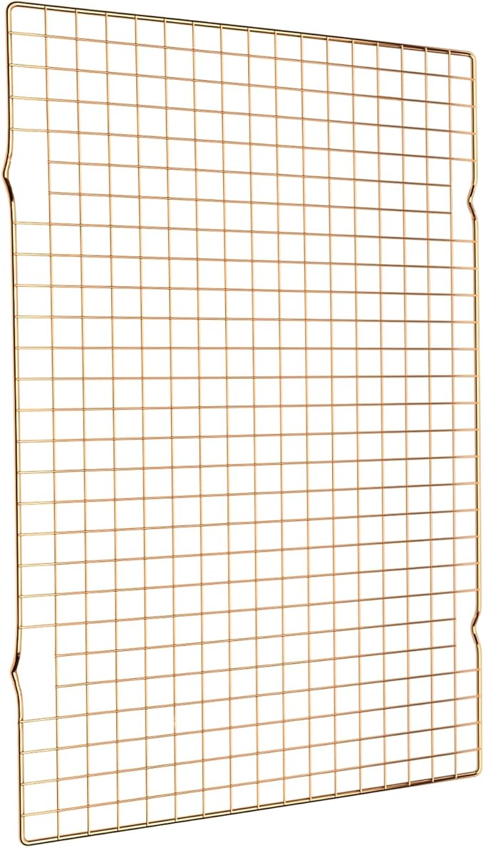 BRIOUT Cooling Rack for Baking, 16x10 Inches Baking Rack, Thick Wire Cookie Rack for Cooking, Roasting, Grilling, Drying, Oven Safe, Fits Half Sheet Pan, Gold by Briout