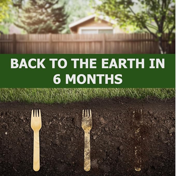 Disposable Wooden Cutlery Set 360 PCS - 100% Compostable Wooden Silverware [120 Forks, 120 Spoons, 120 Knives] - Wooden Disposable Utensils - Compostable Forks and Spoons - Silverware - Image 5