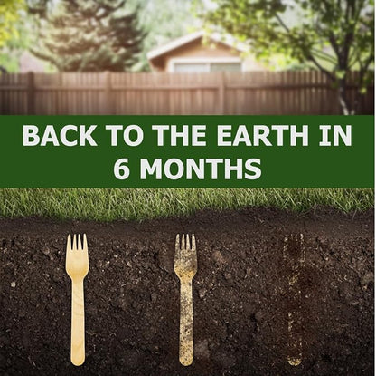 Disposable Wooden Cutlery Set 360 PCS - 100% Compostable Wooden Silverware [120 Forks, 120 Spoons, 120 Knives] - Wooden Disposable Utensils - Compostable Forks and Spoons - Silverware - Image 5