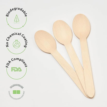 Wooden Spoons 1000 Pieces Bulk Pack | Heavy-Duty Birch Wood Disposable Spoons | Eco-Friendly, Sturdy & Plastic-Free for Catering and Food Service - Image 4