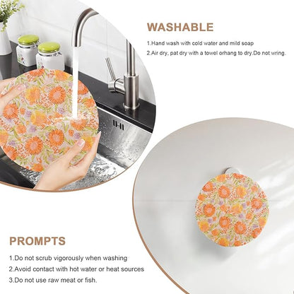 Reusable Bowl Covers for Bread Proofing - Beeswax Bowl Covers Reusable 3 Set, Cotton Blend Stretch Design, Fits 4-13 Inch Bowls, Shower Caps for Sourdough Bread, Dough Proofing & Food Storage（Flower）