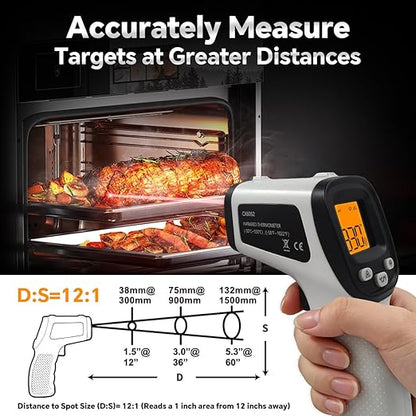 Digital Infrared Thermometer Gun for Cooking,BBQ,Pizza Oven, Infrared Thermometer Laser with Backlight,-58℉~1022℉(-50℃~550℃) Handheld Non Contact Heat Laser Temperature Gun (Not for Human)