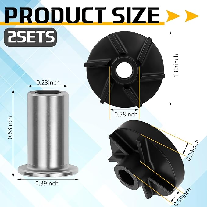 Honoson 2 Set 3587 Standard Magnetic Impeller & 3220 Bearing Sleeve Combo Pack – Compatible with Grindmaster Crathco Beverage Dispensers (D15, D155, D25, D255, D35, D355)
