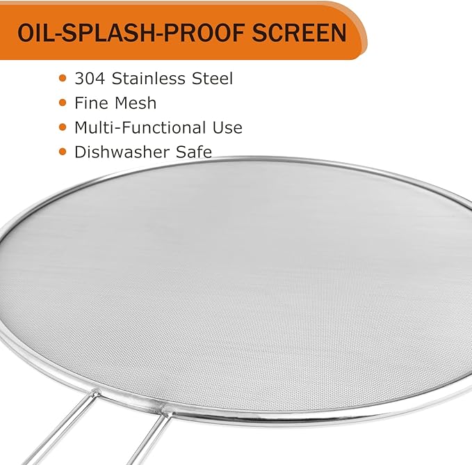 2-Pack Splatter Guard, 13 in Stainless Steel Grease Splatter Screen - Oil-Resistant Mesh for Fry Pan, Suitable for Most Cookware, Kitchen Essential - Image 3