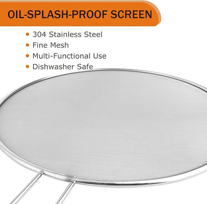 2-Pack Splatter Guard, 13 in Stainless Steel Grease Splatter Screen - Oil-Resistant Mesh for Fry Pan, Suitable for Most Cookware, Kitchen Essential - Image 3