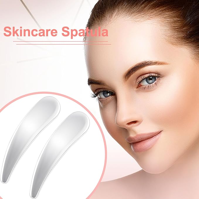Pndeyo 3pcs Mini Stainless Steel Makeup Spatula, Reusable Cosmetic Cream Spatulas Spoon, Skincare Scoop Applicator Facial Massage Beauty Tools for Mixing and Sampling Face Eye Cream- Silver