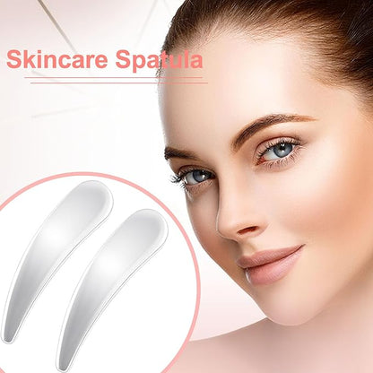 Pndeyo 3pcs Mini Stainless Steel Makeup Spatula, Reusable Cosmetic Cream Spatulas Spoon, Skincare Scoop Applicator Facial Massage Beauty Tools for Mixing and Sampling Face Eye Cream- Silver