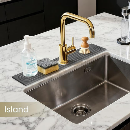 Faucet Mat for Kitchen Sink -Diatomite Stone Drying Mat for Kitchen Counter & Bathroom Sink,Quick-Dry Kitchen Sink Mat-Sink Protector & Splash Guard,Super Absorbent (Gray, 23.6"x4") - Image 3