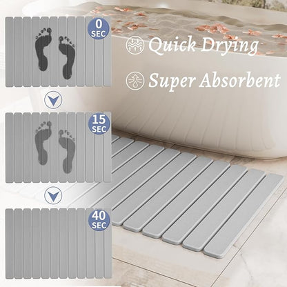 Large Stone Bath Mat 31.5 x 19.7in, Quick Dry Stone Drying Mats for Bathroom, Super Absorbent Foldable Bath Stone Mat, Non Slip, Large Diatomaceous Earth Dish Drying Mat for Kitchen Counter - Image 4