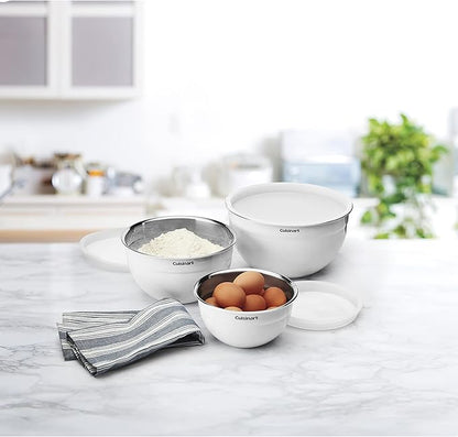Cuisinart CTG-00-SMBW White Painted Stainless Steel Mixing Bowls with Lids, Set of 3 - Image 3