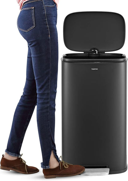 happimess HPM1011B Curtis 8-Gallon Step-Open Trash Can with Soft-Close Lid, Modern, Minimalistic, Fingerprint Proof for Home, Kitchen, Laundry Room, Office, Bedroom, Bathroom, Black - Image 6