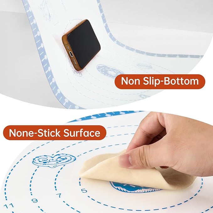 Silicone Baking Mat with 10 Useful Recipes, Silicone Mat for Baking,Cookie, Macaron, Pizza, Surdough,Silicone Sheet for Dough Rolling out, ExtraLarge and 480°F Oven Safe - Image 8