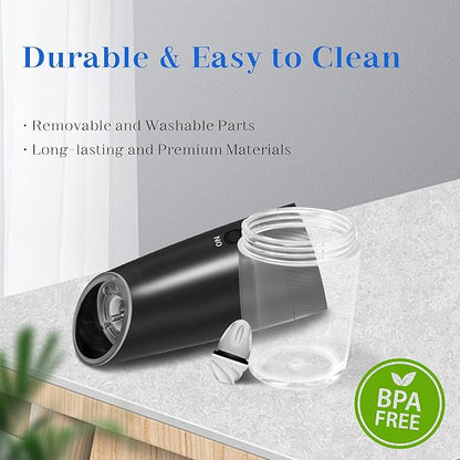 UNNEES Rechargeable Electric Salt and Pepper Grinder Set, Gravity Activated, Adjustable Coarseness, LED Light, USB Charging, Ceramic Core, 150ml Transparent Hopper, Black - Image 6
