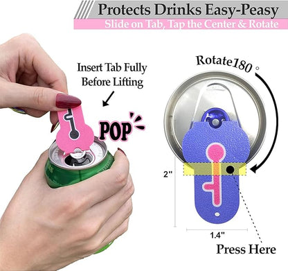 Soda Can Tab Opener Mini Soda Can Cover Easy Tab Opener and Drink Protector Cute Beverage Barricade Soda Protector for Beer,Coke,Aluminum Cans at Party,BBQ, Beach(Couple)