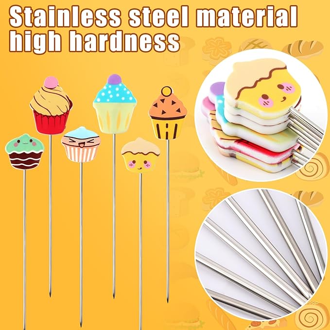 6pcs Cake Test for Baking, Durable Stainless Steel Cake Test Stick Baking Doneness Tester Sets Reusable Kitchen Bakery Tools for Cupcake Bread Muffin Supplies